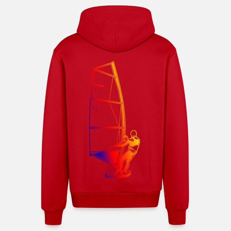 Windsurfer rétro - Veste à capuche bio décontractée fabriquée en UE - rouge