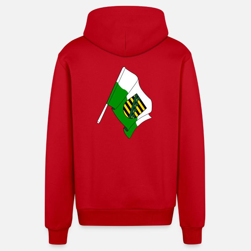 Drapeau Saxe - Veste à capuche bio décontractée fabriquée en UE - rouge