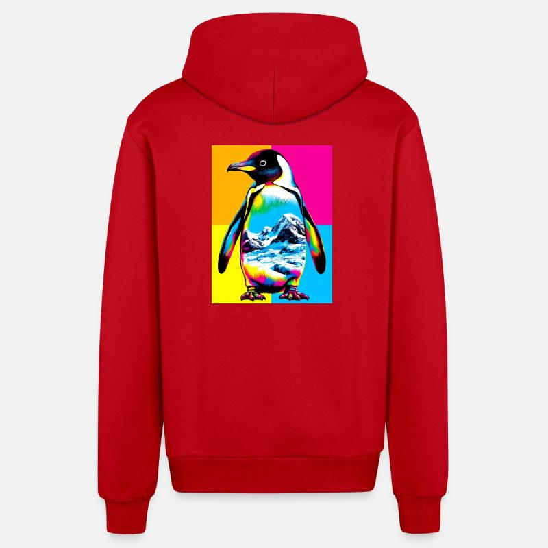 pingouin - Veste à capuche bio décontractée fabriquée en UE - rouge