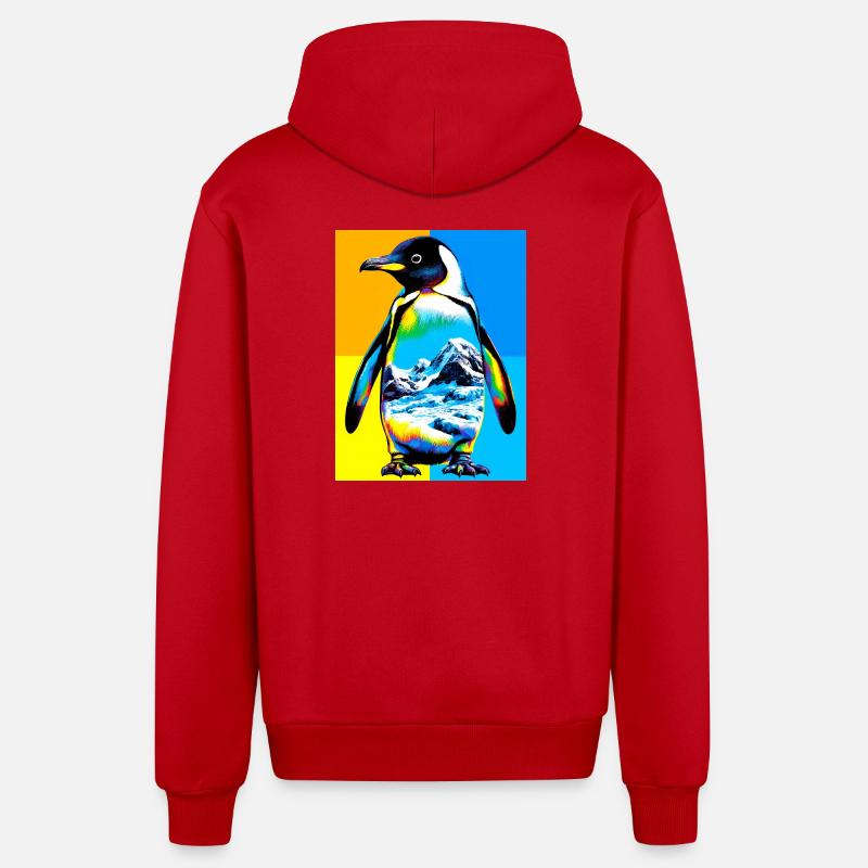 pingouin - Veste à capuche bio décontractée fabriquée en UE - rouge