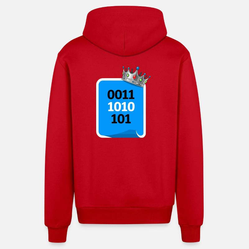 Binary King - Organic Relaxed Hooded Jacket Made in EU - red