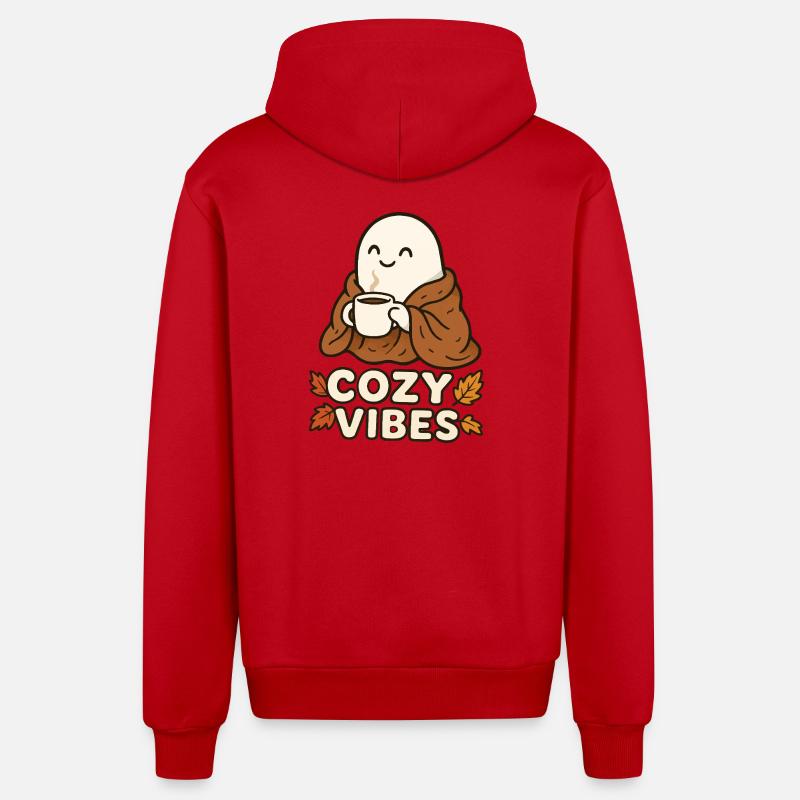 Cozy Vibes Ghost avec tasse - Veste à capuche bio décontractée fabriquée en UE - rouge