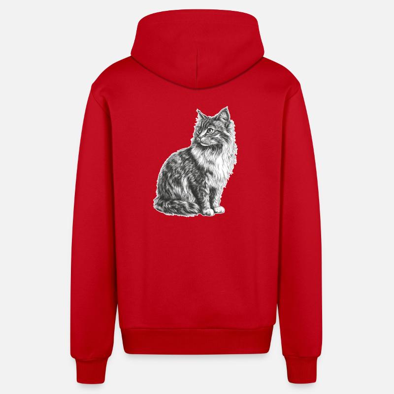 Chat - Veste à capuche bio décontractée fabriquée en UE - rouge