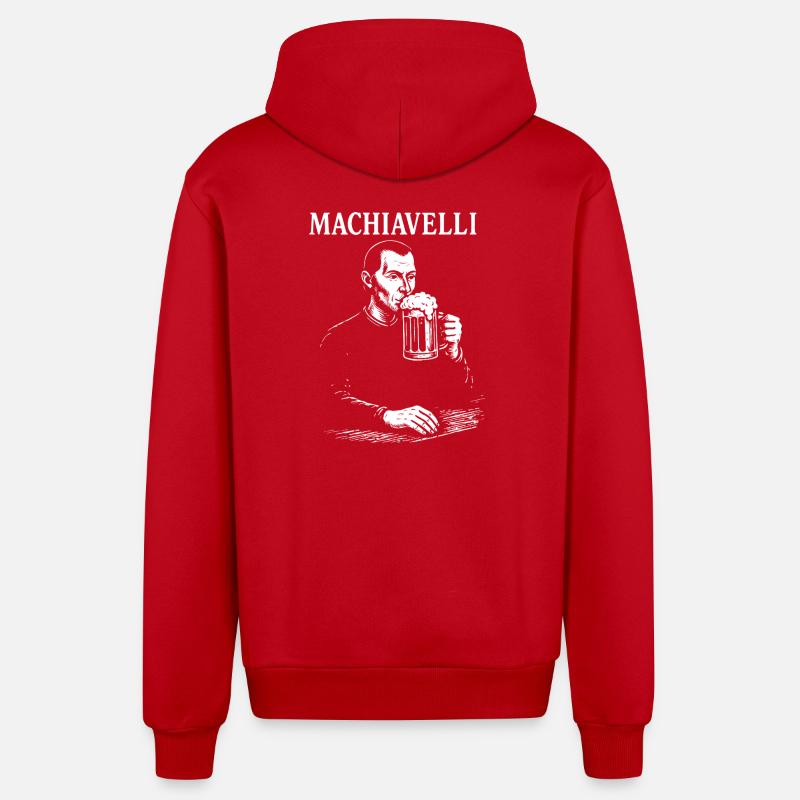 Portrait de Machiavel Brew - Veste à capuche bio décontractée fabriquée en UE - rouge