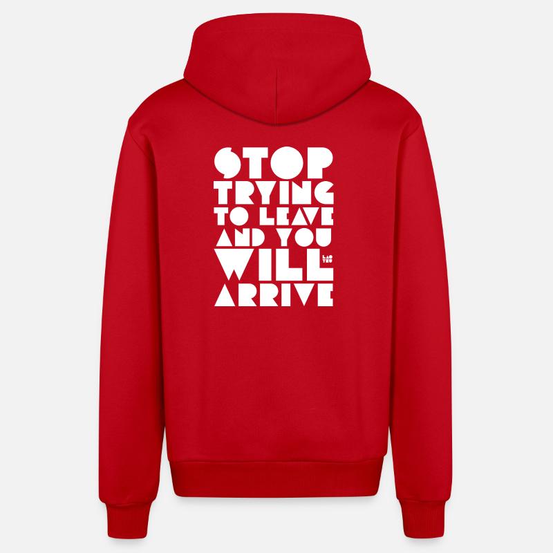 Citation de Lao Tseu - Veste à capuche bio décontractée fabriquée en UE - rouge