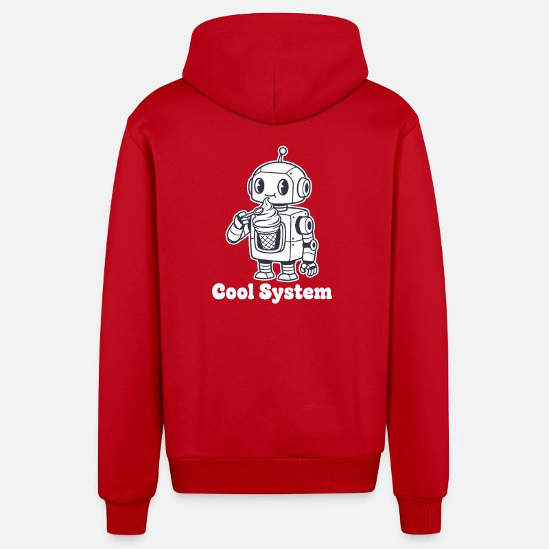Roboter mit Eiscreme - Organic Relaxed Kapuzenjacke Made in EU - Rot