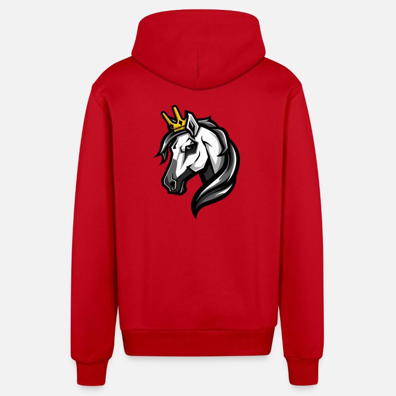Couronne de tête de cheval - Veste à capuche bio décontractée fabriquée en UE - rouge