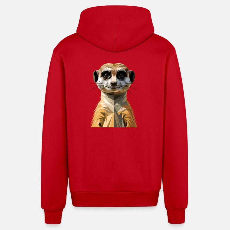 Suricate Suricate Douce Mangouste Suricate - Veste à capuche bio décontractée fabriquée en UE - rouge