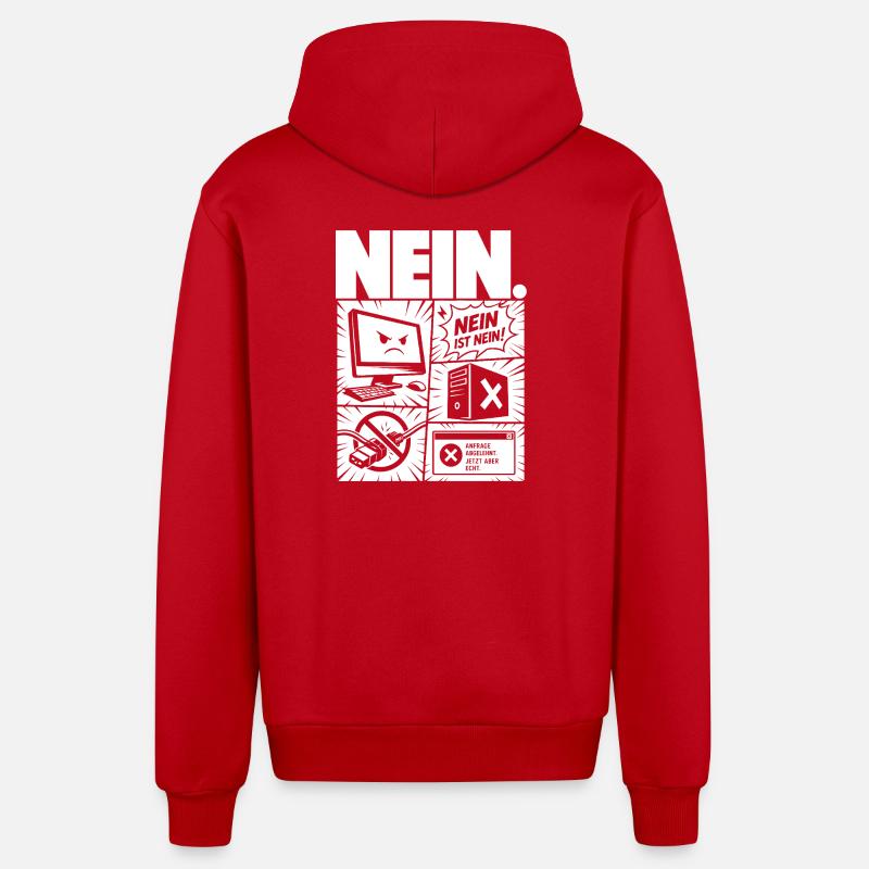 Nein ist Nein Computer IT Design - Organic Relaxed Kapuzenjacke Made in EU - Rot