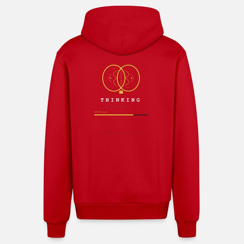 BRAIN.EXE IS LOADING - Organic Relaxed Hooded Jacket Made in EU - red