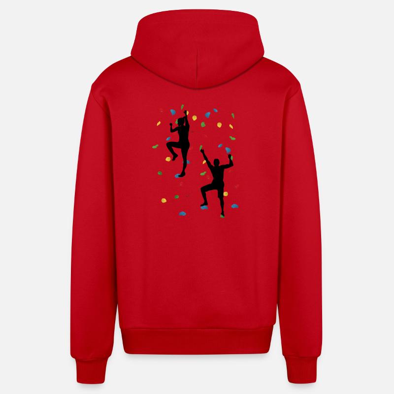Climbing Wall Duo – Climbing Challenge - Organic Relaxed Hooded Jacket Made in EU - red