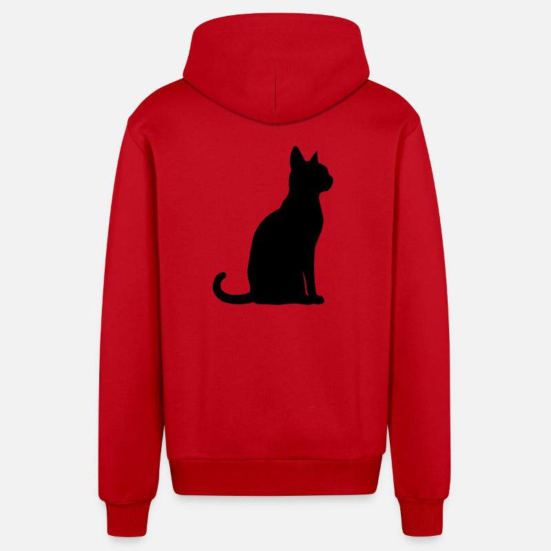 Animal chat - Veste à capuche bio décontractée fabriquée en UE - rouge