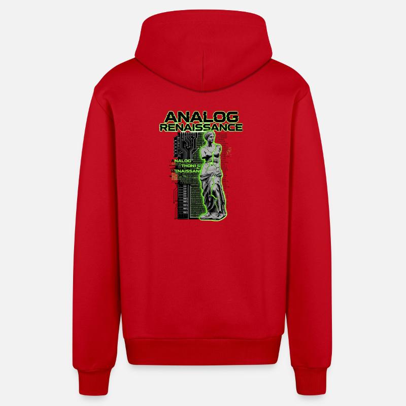 Cyberpunk de la Renaissance analogique - Veste à capuche bio décontractée fabriquée en UE - rouge