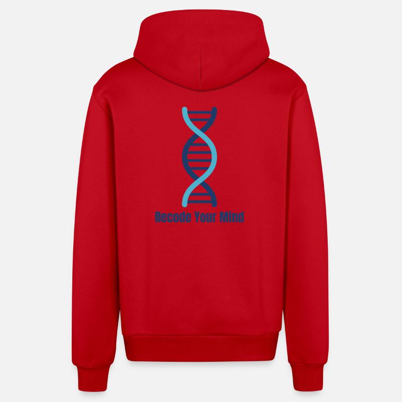 Recode Your Mind DNA Mindset - Organic Relaxed Kapuzenjacke Made in EU - Rot
