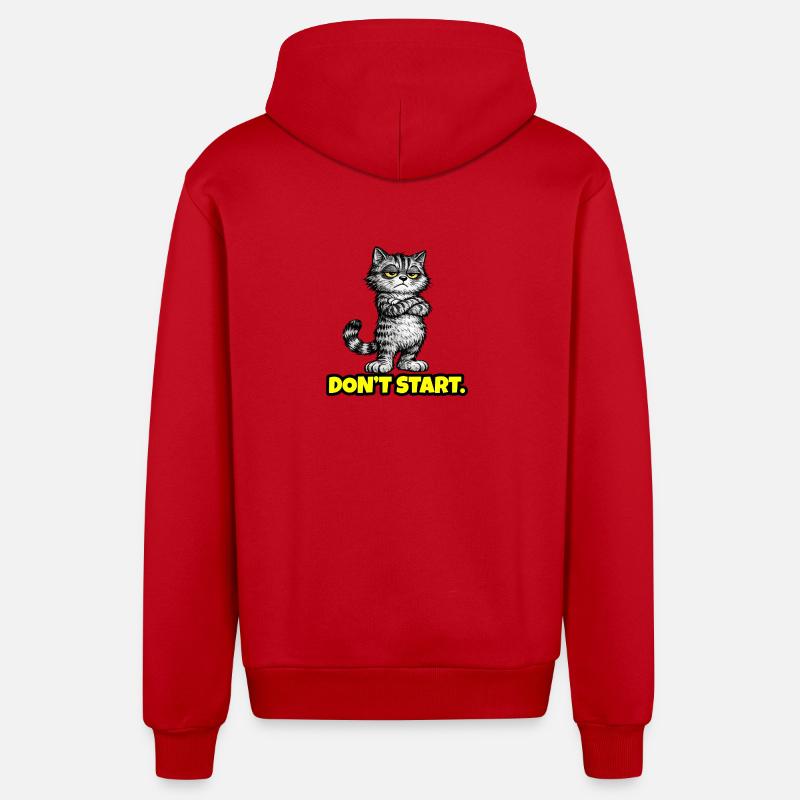 Don’t Start. – Grumpy Katze (Attitude) CAT - Veste à capuche bio décontractée fabriquée en UE - rouge