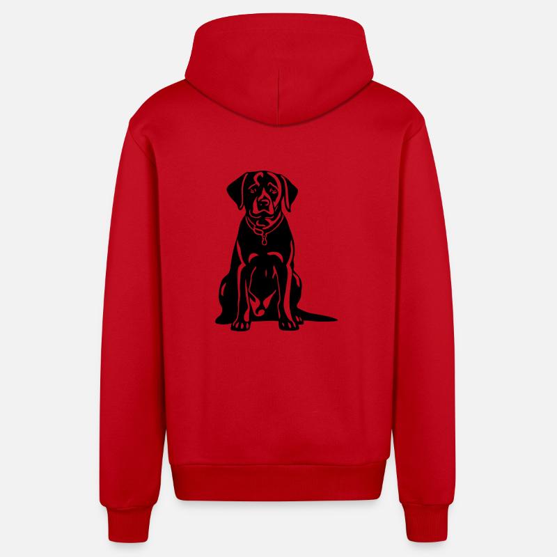 Icône du chien labrador - Veste à capuche bio décontractée fabriquée en UE - rouge
