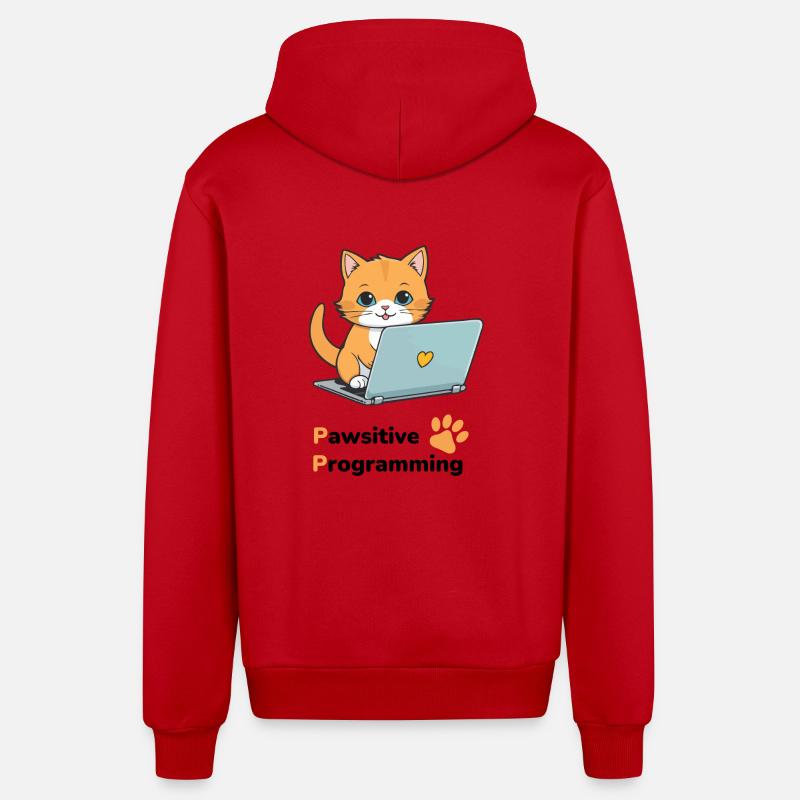 Programmation Pawsitive - Veste à capuche bio décontractée fabriquée en UE - rouge