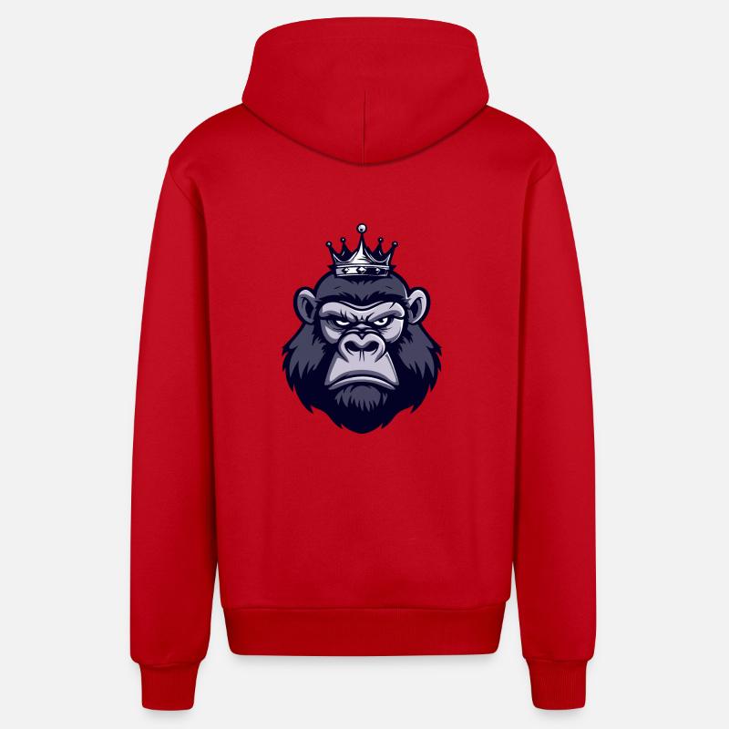 Couronne tête de gorille - Veste à capuche bio décontractée fabriquée en UE - rouge