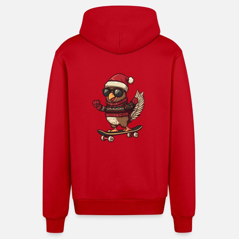 Dinde Noël drôle - Veste à capuche bio décontractée fabriquée en UE - rouge