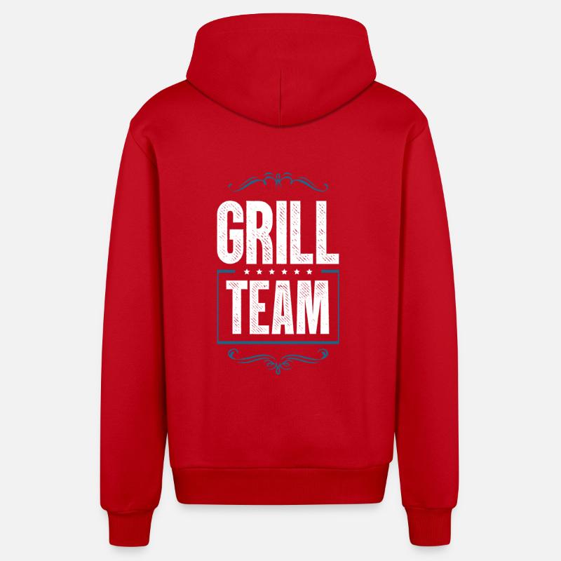 Équipe Grill - Veste à capuche bio décontractée fabriquée en UE - rouge