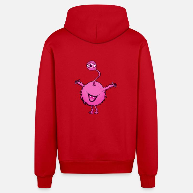 Monstre rose avec un oeil - Veste à capuche bio décontractée fabriquée en UE - rouge