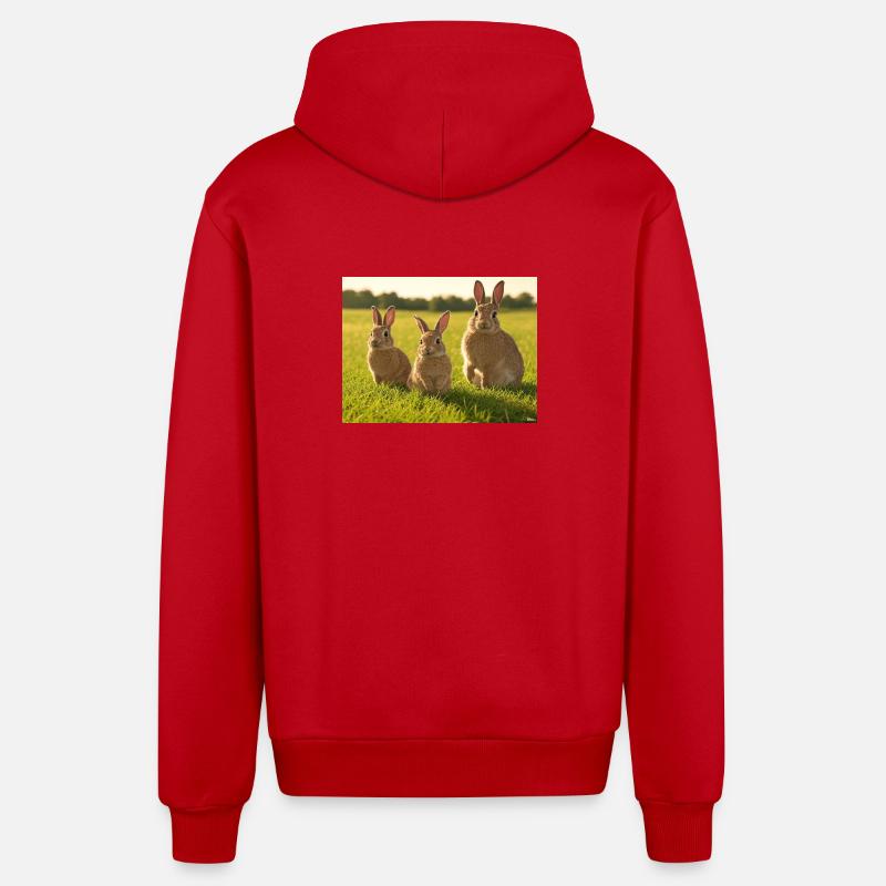Trio du Printemps - Veste à capuche bio décontractée fabriquée en UE - rouge