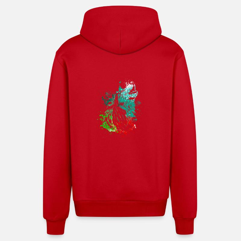 Splash Art Heulender Wolf - Organic Relaxed Kapuzenjacke Made in EU - Rot