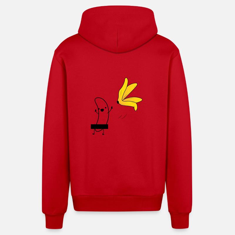 banane - Veste à capuche bio décontractée fabriquée en UE - rouge