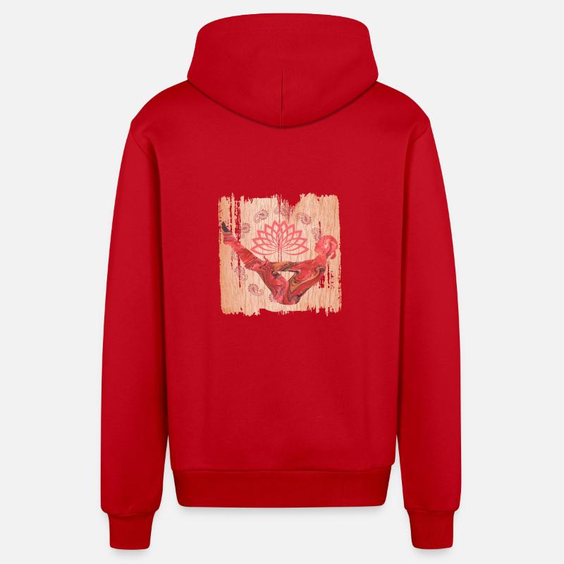 Yoga 32 E 13 - Veste à capuche bio décontractée fabriquée en UE - rouge