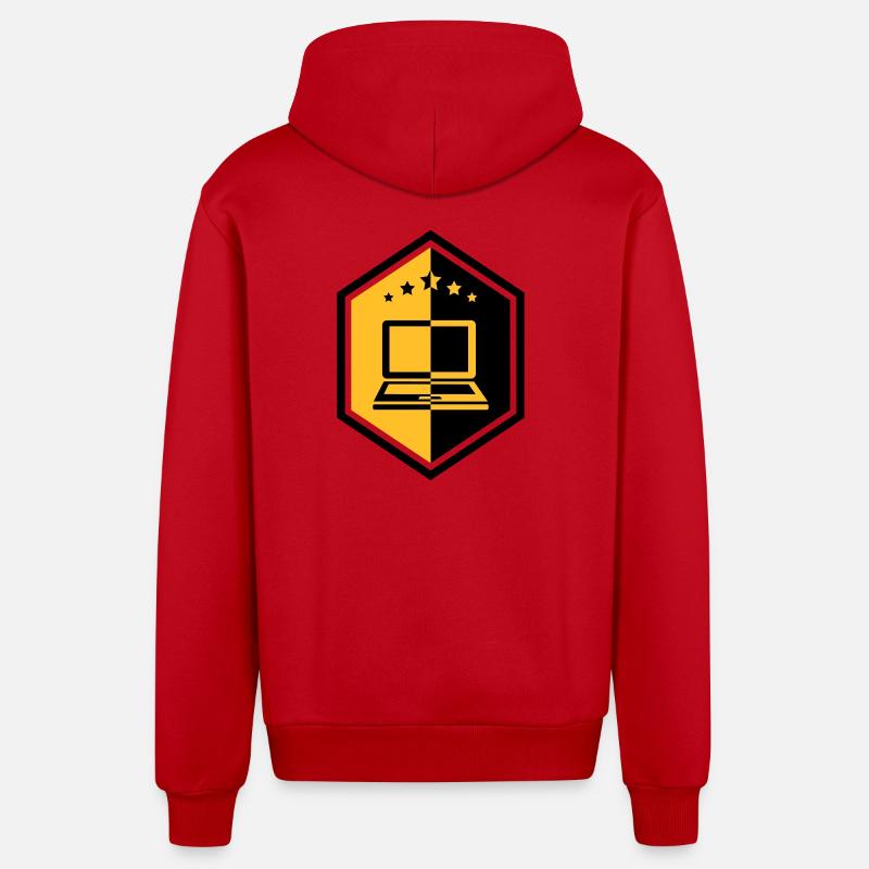 Computing / Informatik / Informatique - Organic Relaxed Hooded Jacket Made in EU - red