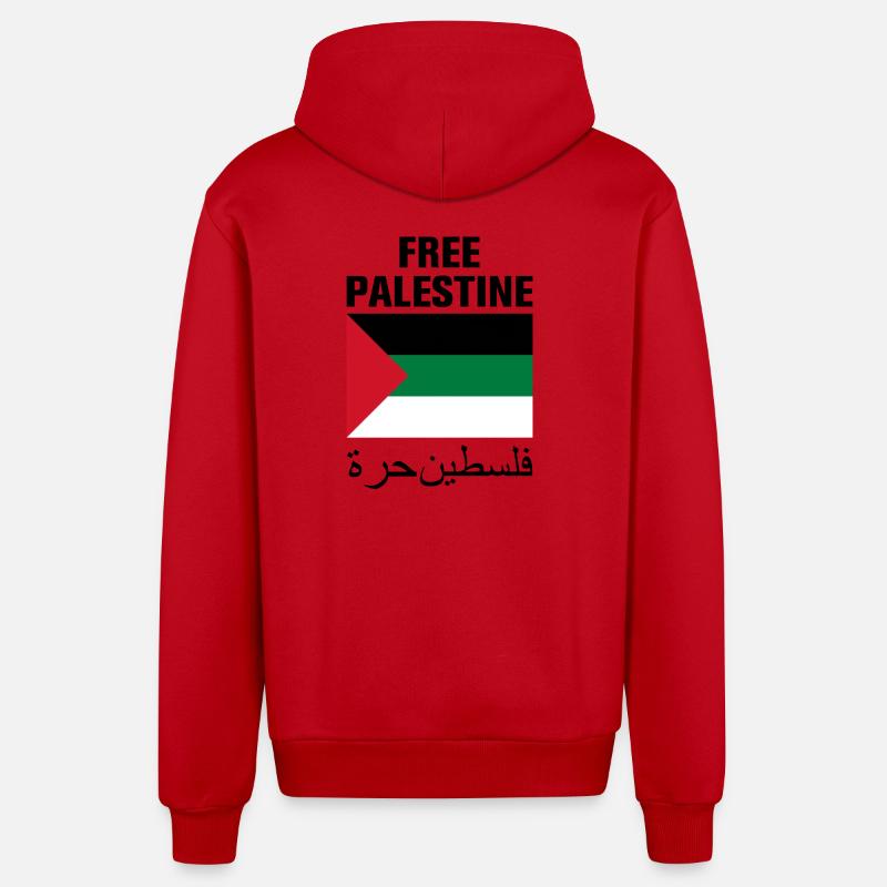 Palestine libre avec le drapeau - Veste à capuche bio décontractée fabriquée en UE - rouge
