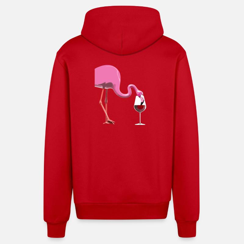 Flamant rose avec verre à vin - Veste à capuche bio décontractée fabriquée en UE - rouge