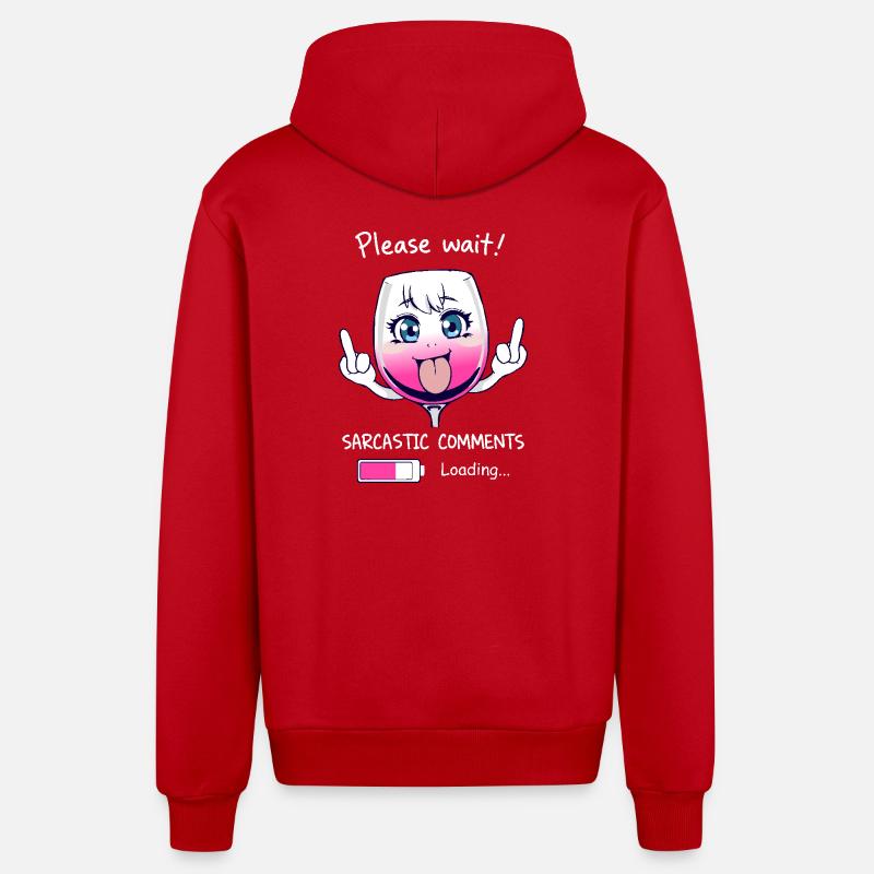 Verre à vin sarcastique - Veste à capuche bio décontractée fabriquée en UE - rouge