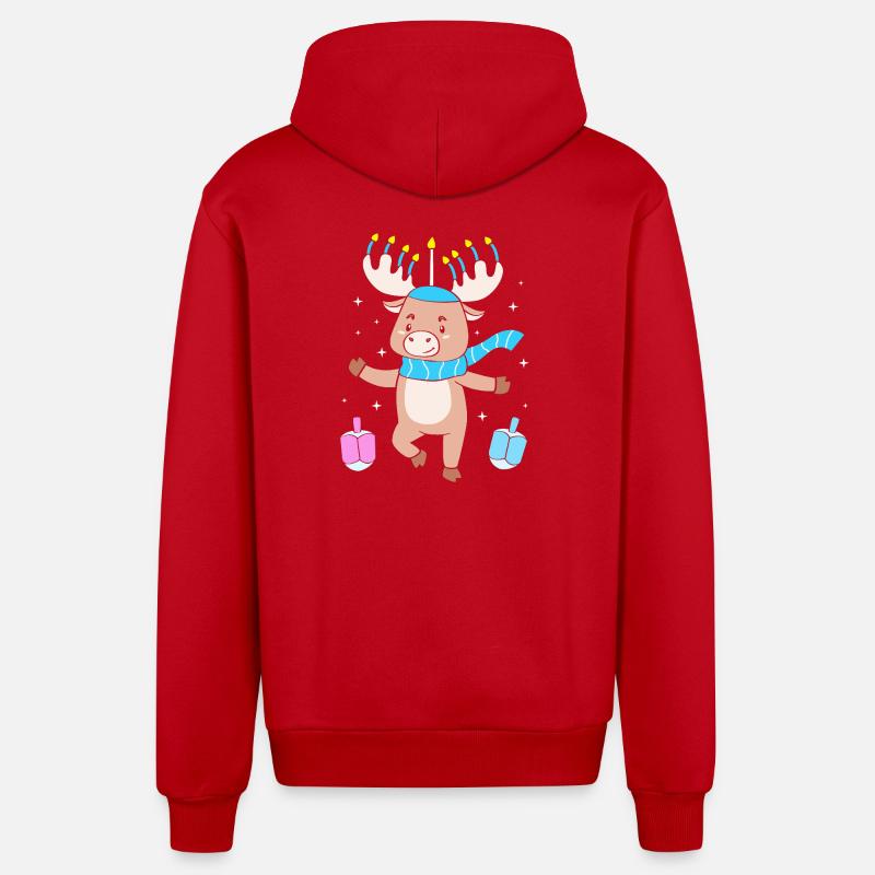 Hanoukka Hanoukka Hanoucca - Veste à capuche bio décontractée fabriquée en UE - rouge