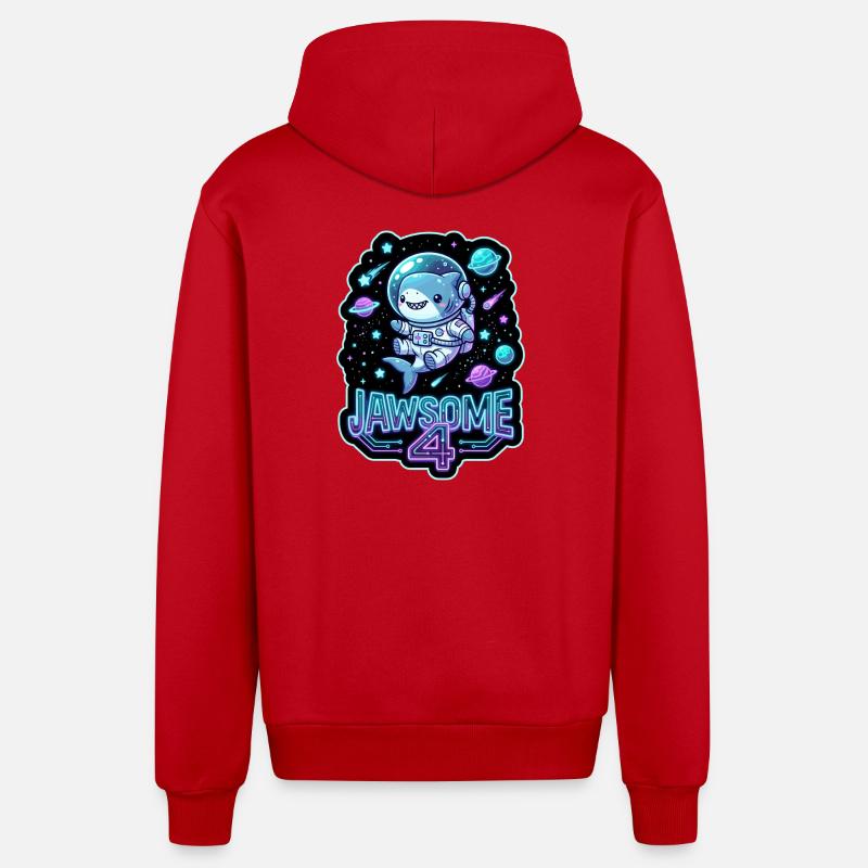 Jawsome 4 Space Shark - Veste à capuche bio décontractée fabriquée en UE - rouge