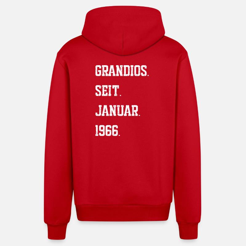 60e anniversaire janvier 1966 - Veste à capuche bio décontractée fabriquée en UE - rouge