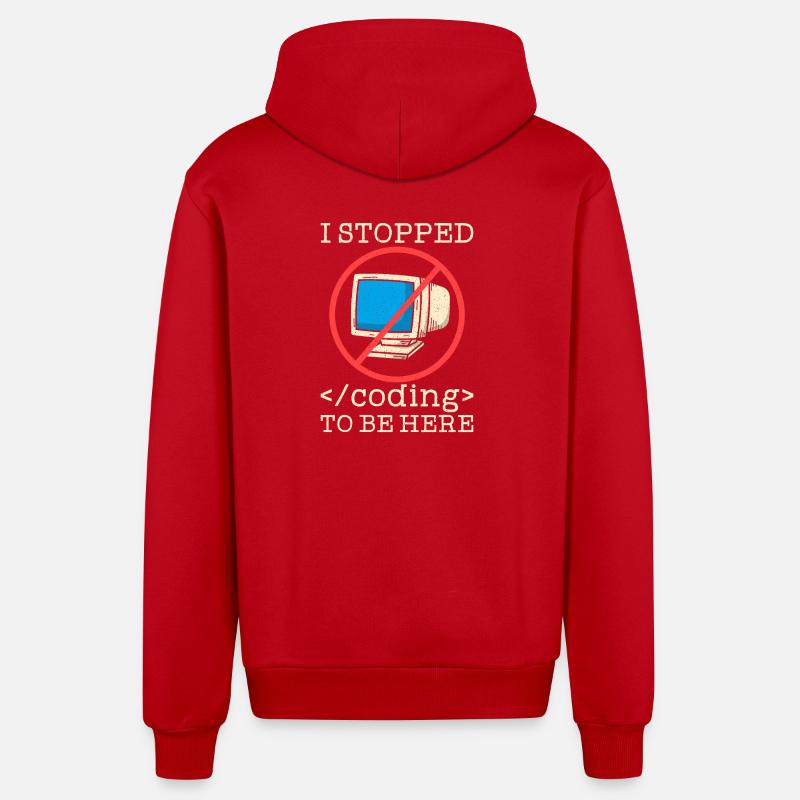 Coding funny saying programmer - Organic Relaxed Hooded Jacket Made in EU - red