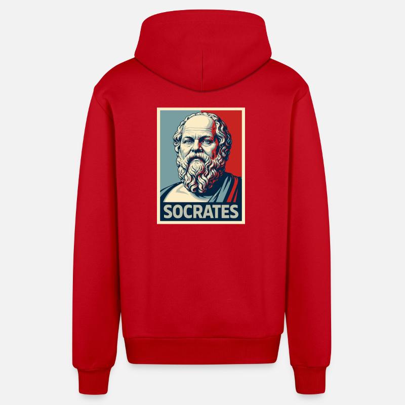 Portrait pop art de Socrate - Veste à capuche bio décontractée fabriquée en UE - rouge