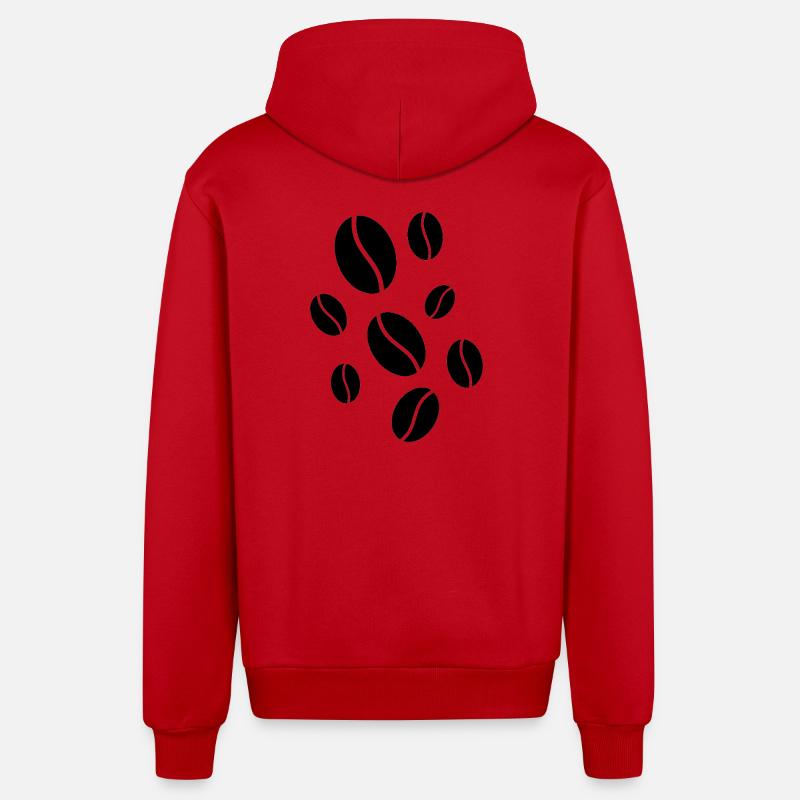 Chute des grains de café - Veste à capuche bio décontractée fabriquée en UE - rouge