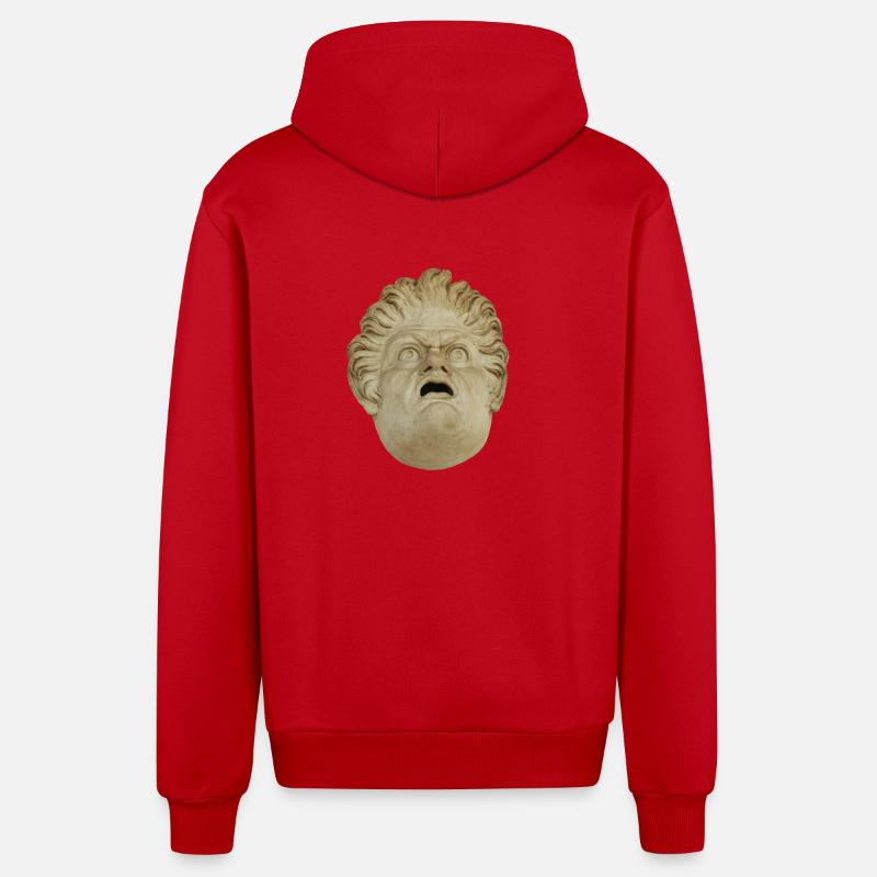 Tête du Masque de Pierre d’Ulysse - Veste à capuche bio décontractée fabriquée en UE - rouge
