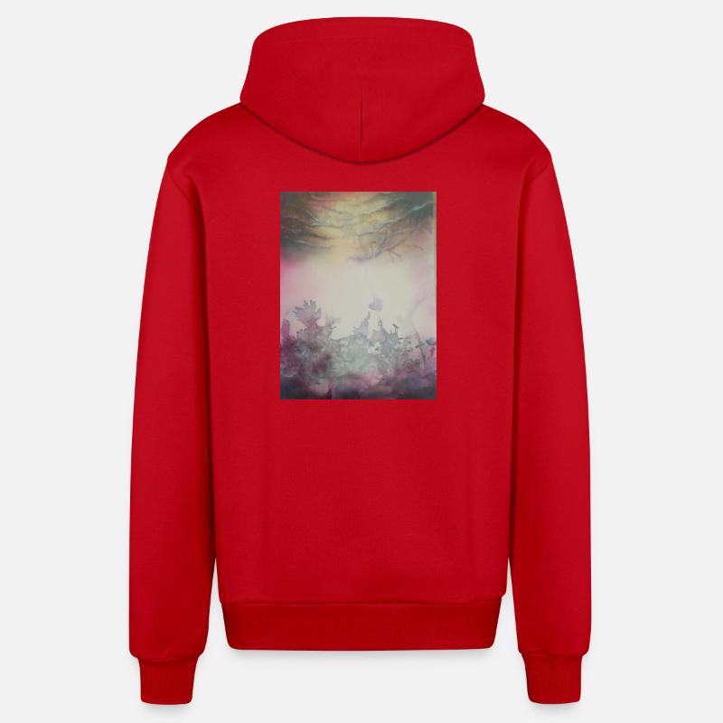 Design pastel - Veste à capuche bio décontractée fabriquée en UE - rouge
