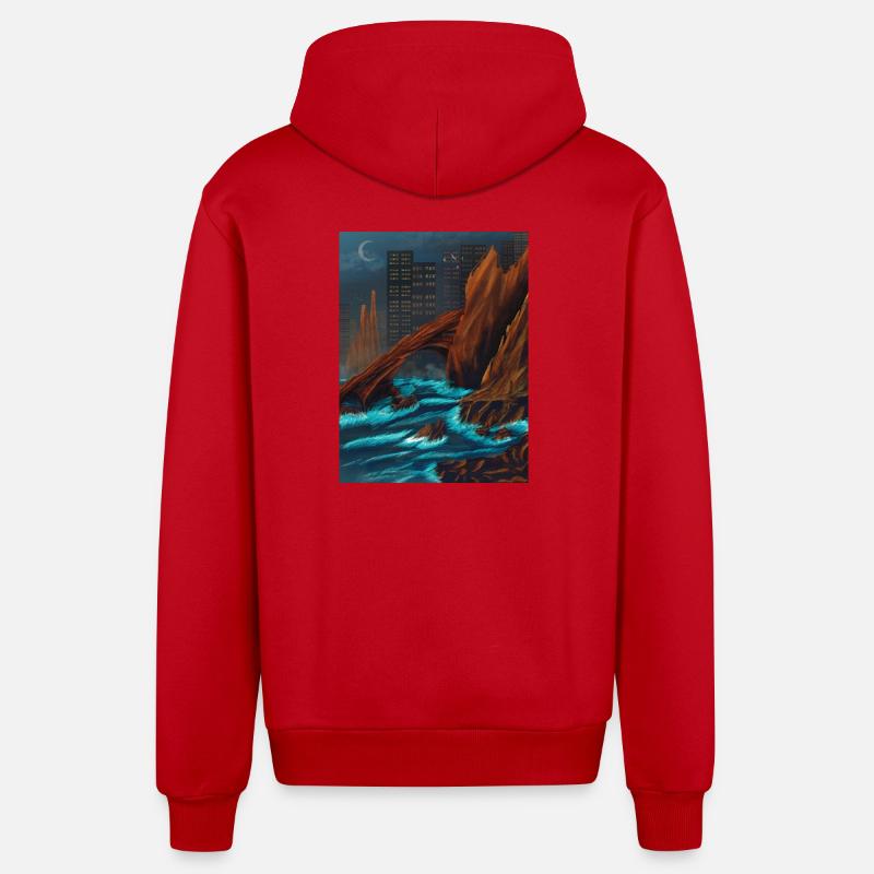 Roca Marina Nocturna - Veste à capuche bio décontractée fabriquée en UE - rouge