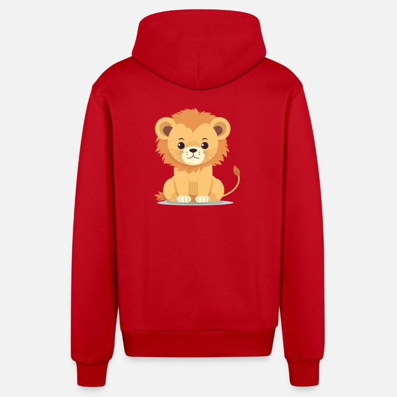 Bébé lion - Veste à capuche bio décontractée fabriquée en UE - rouge