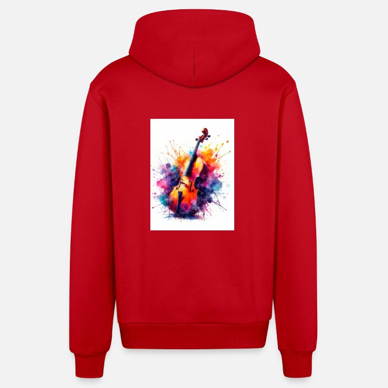 Violon à l’aquarelle - Veste à capuche bio décontractée fabriquée en UE - rouge