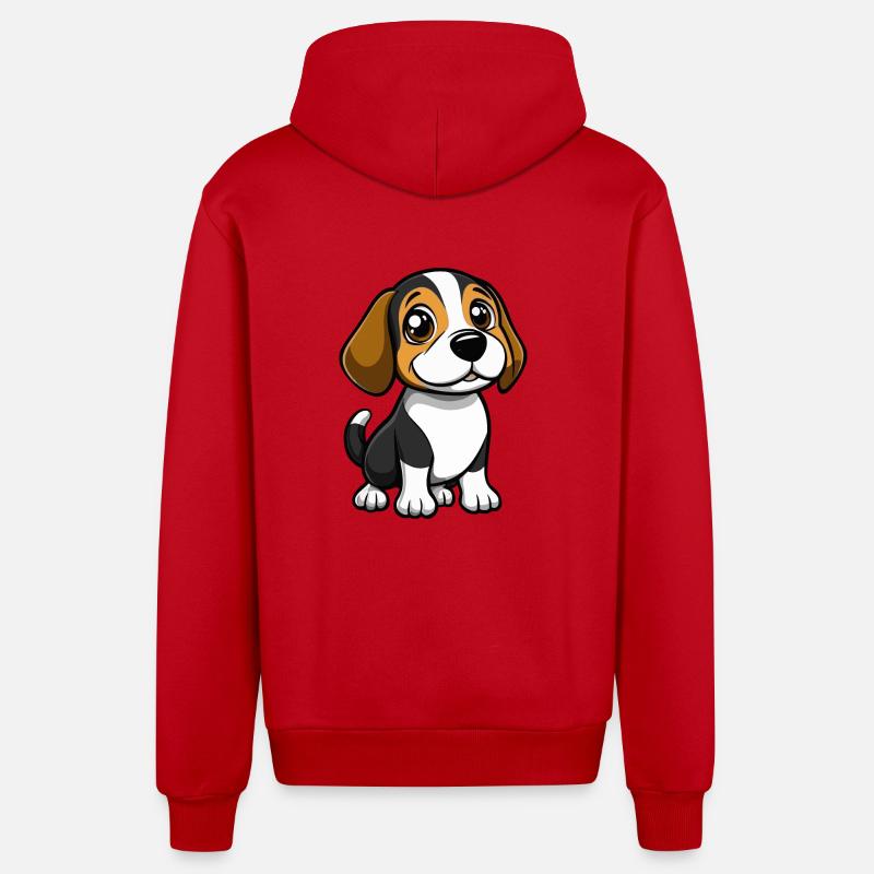 Beagle chien bande dessinée bébé - Veste à capuche bio décontractée fabriquée en UE - rouge
