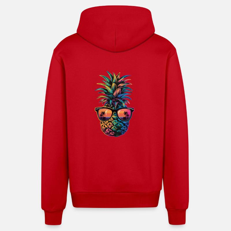 Ananas Fruit tropical hawaïen - Veste à capuche bio décontractée fabriquée en UE - rouge