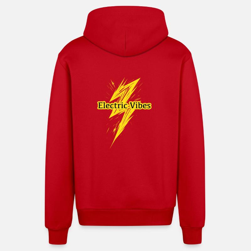Electric Vibes : Thème Element Lightning - Veste à capuche bio décontractée fabriquée en UE - rouge