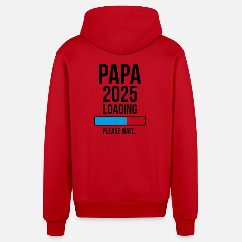 Papa 2025 Loading Please wait... - Veste à capuche bio décontractée fabriquée en UE - rouge