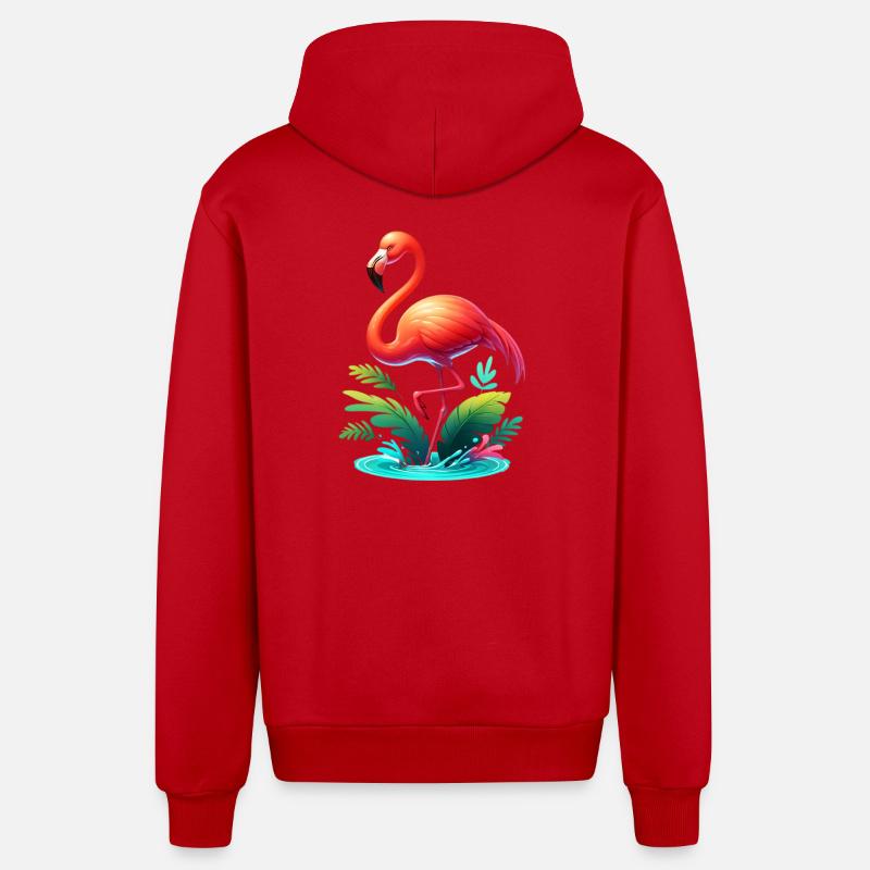 Flamant - Veste à capuche bio décontractée fabriquée en UE - rouge