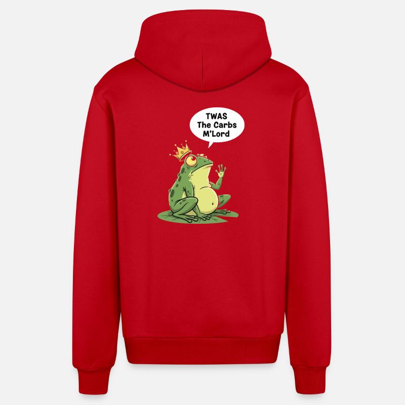 Regal Frog Carbohydrate King Design - Veste à capuche bio décontractée fabriquée en UE - rouge